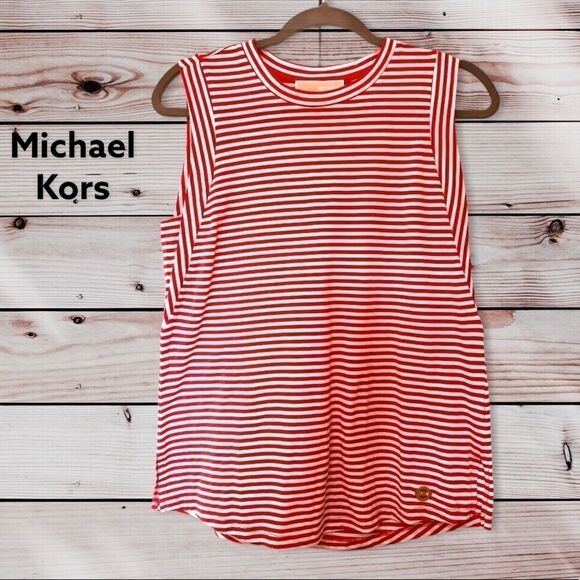 ‎NWT: Michael Kors Red & White Stripe Top - Picture 1 of 9